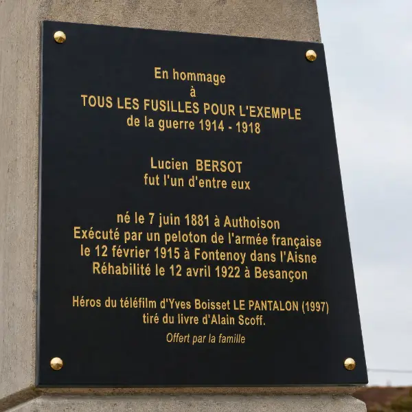 Plaque Lucien Bersot Authoison